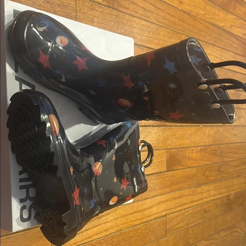 Dream Pairs Kids' Black Space & Star Rain Boots